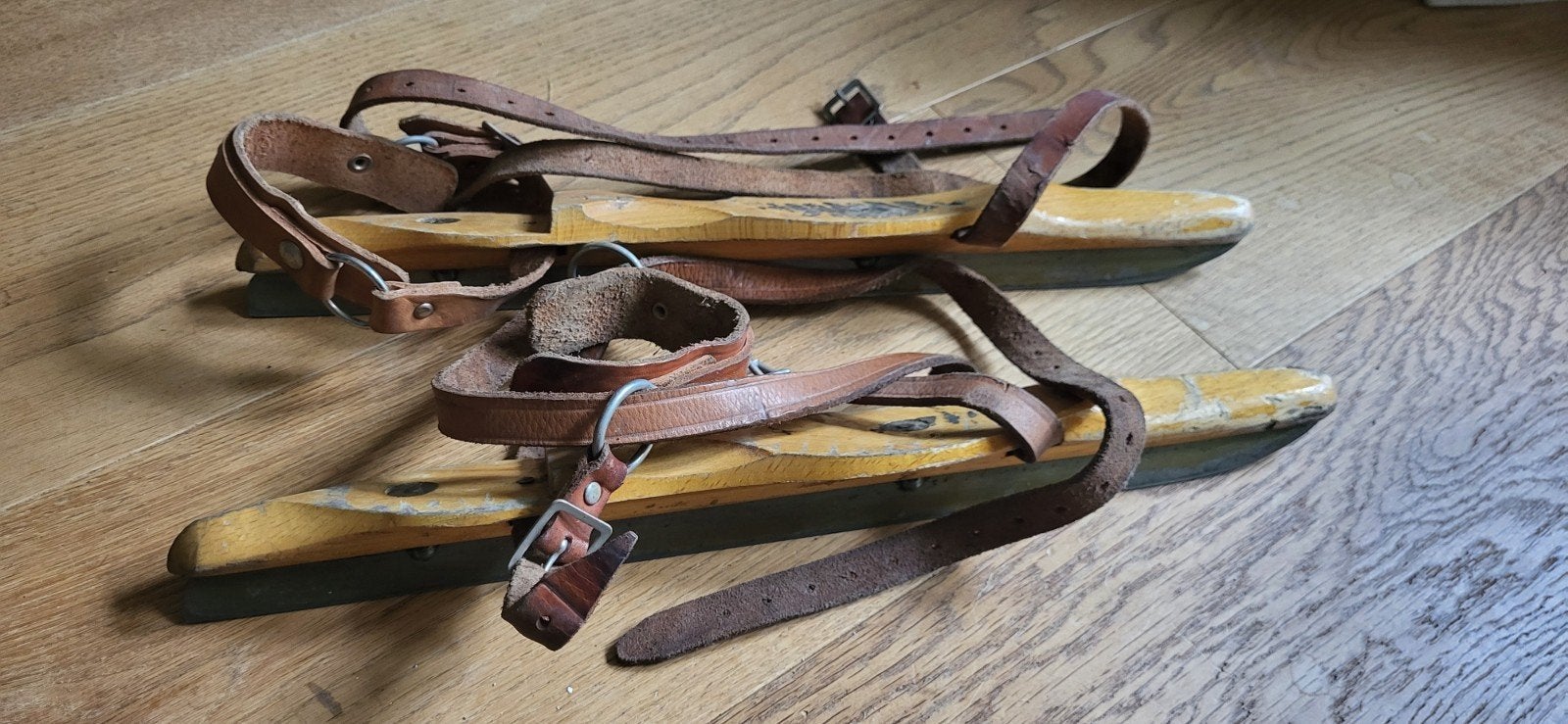 Vintage Houten Noren  - met leren riemen, Ophalen of Verzenden, Gebruikt, Noren, Overige merken