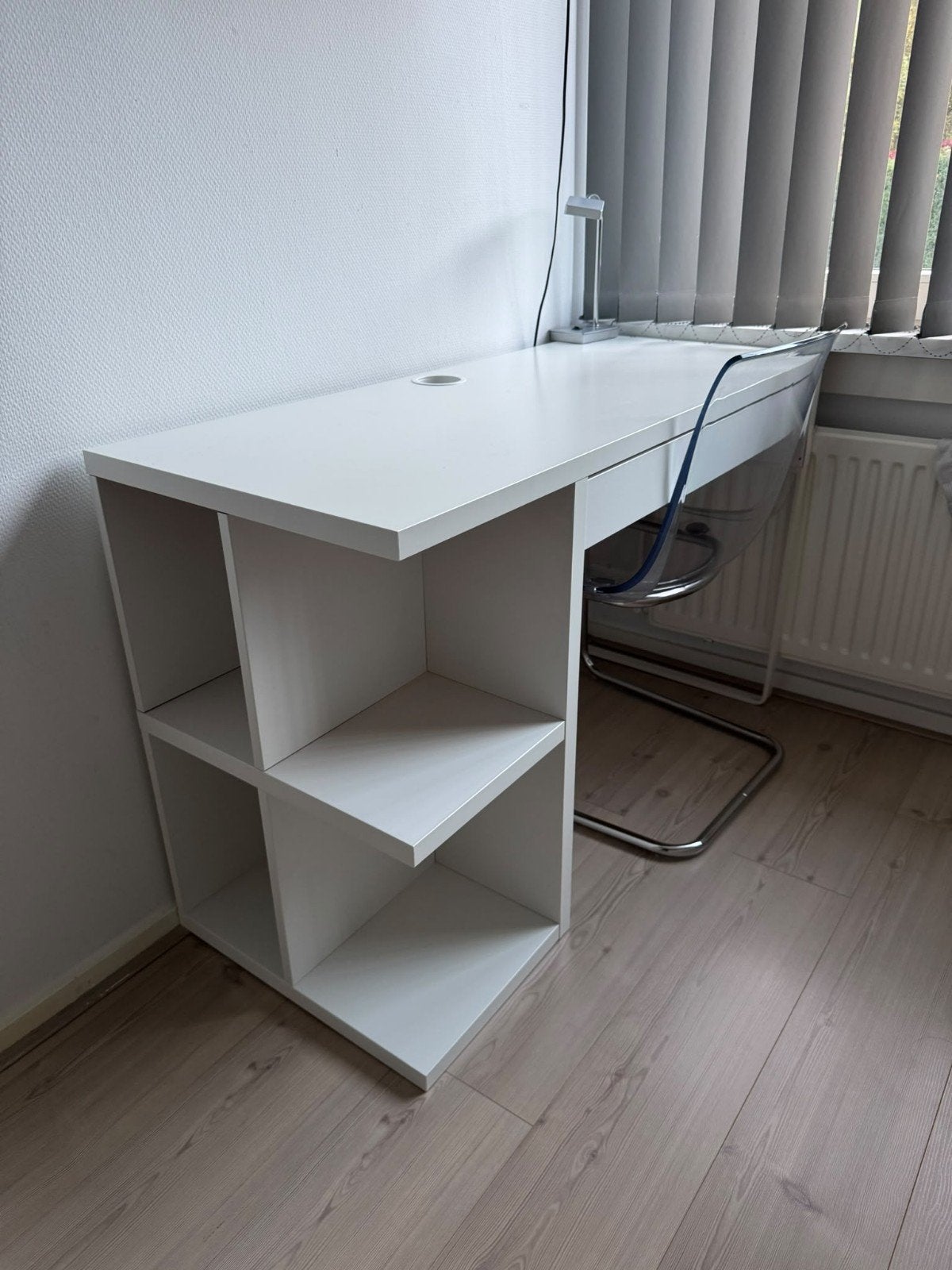 Wit IKEA bureau met opbergruimte en lade, Huis en Inrichting, Ophalen, 51 cm, 120 cm, Met lades