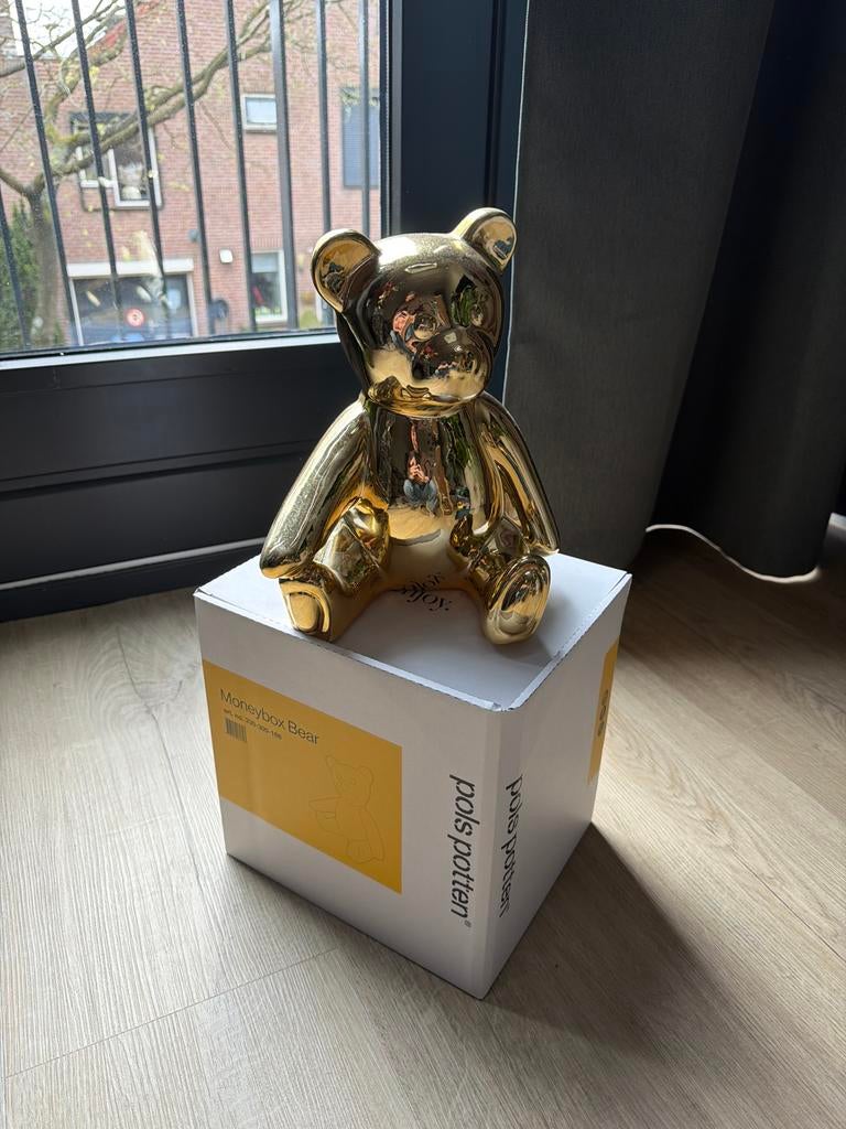 Pols Potten Moneybox Bear - Gouden Spaarpot Beer, Huis en Inrichting, Overige materialen, Ophalen of Verzenden, Zo goed als nieuw