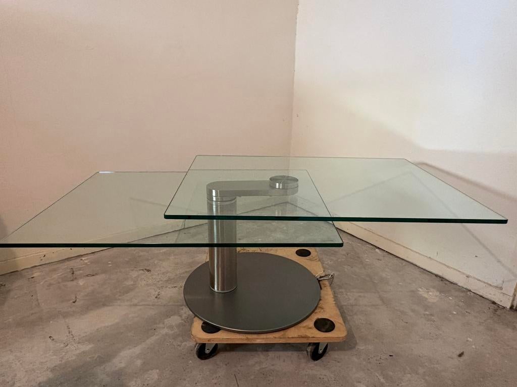 Moderne draaibare glazen salontafel, Ophalen, 100 tot 150 cm, 50 tot 100 cm, Minder dan 50 cm