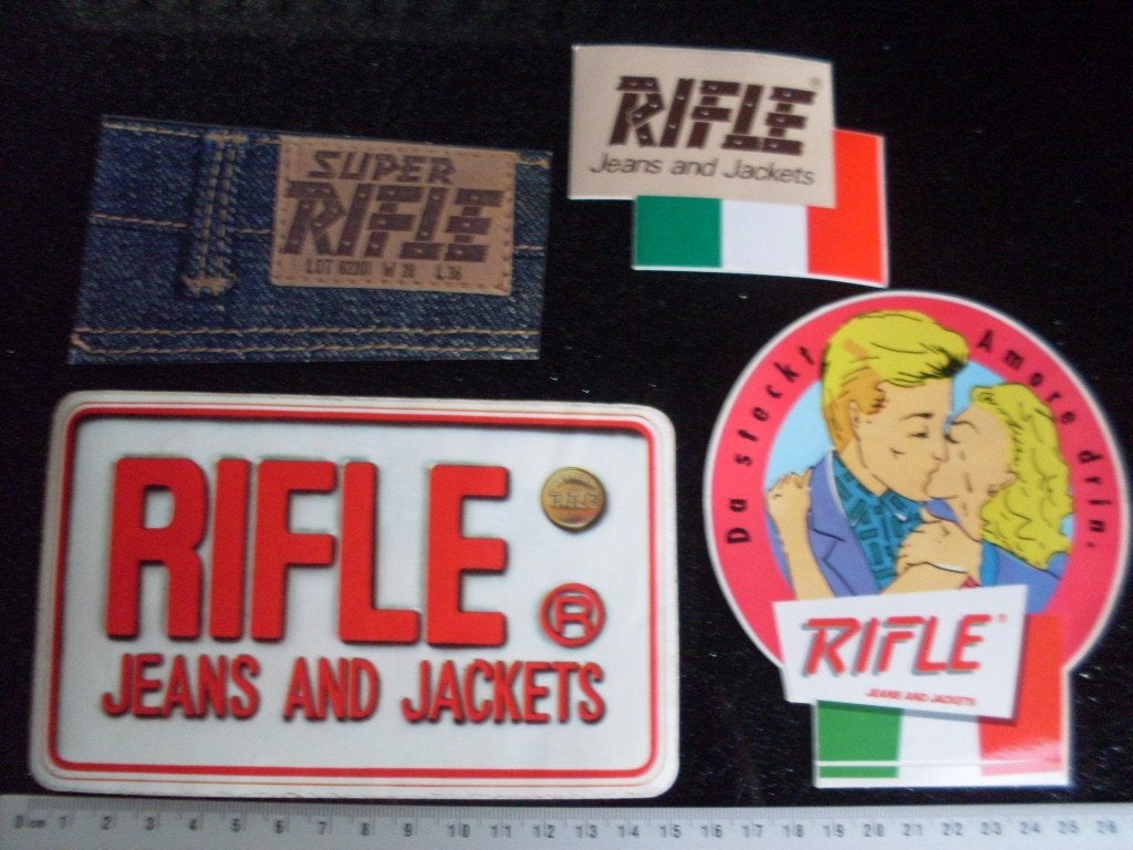 12x sticker rifle logo jeans, Verzenden, Zo goed als nieuw, Merk