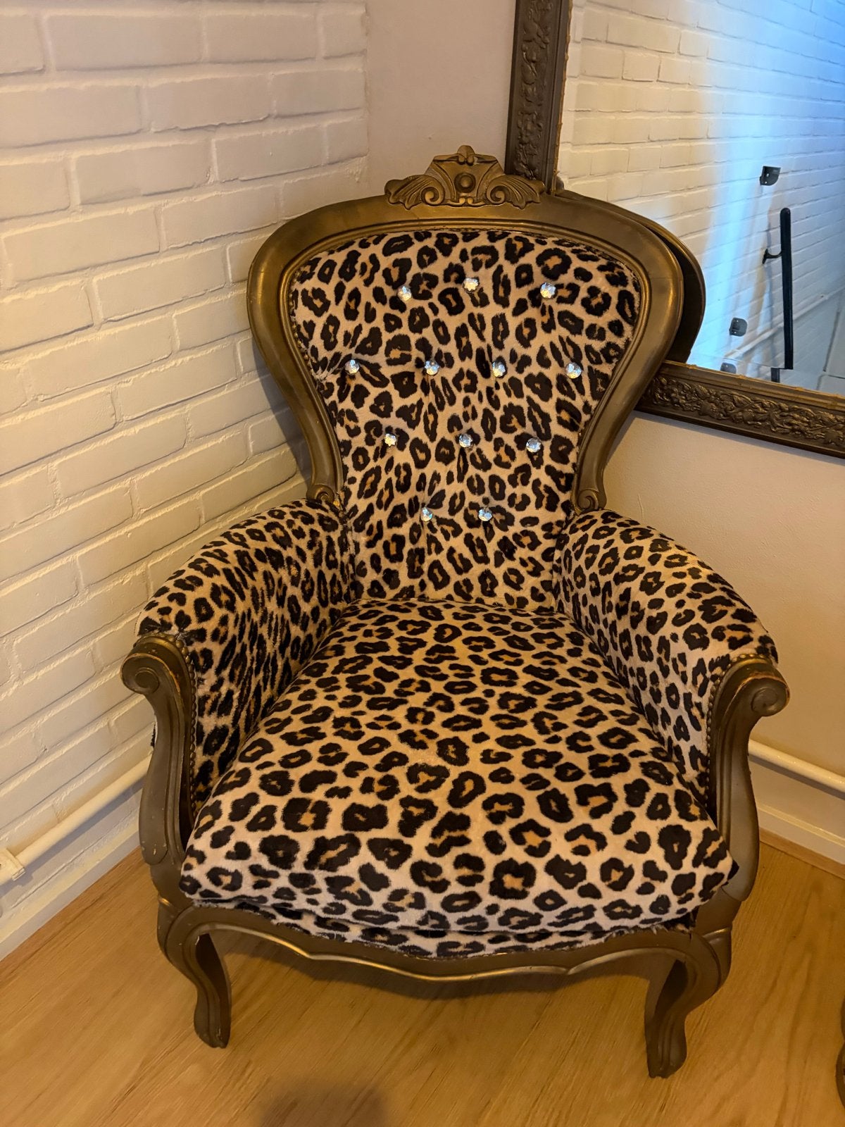 Gave panterstoel met gouden frame en strass details, Ophalen, Gebruikt, Overige kleuren, Eén