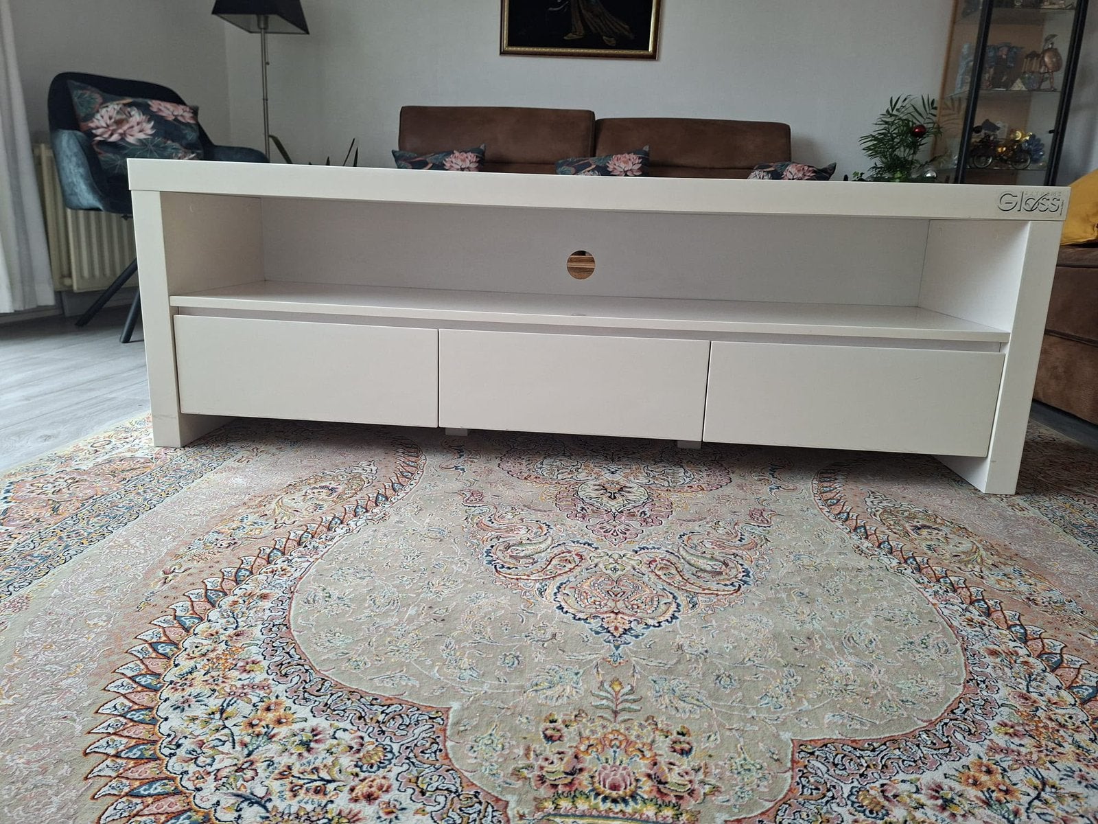 Prachtige witte TV meubel hoogglans, Ophalen, Zo goed als nieuw, 25 tot 50 cm, Minder dan 100 cm