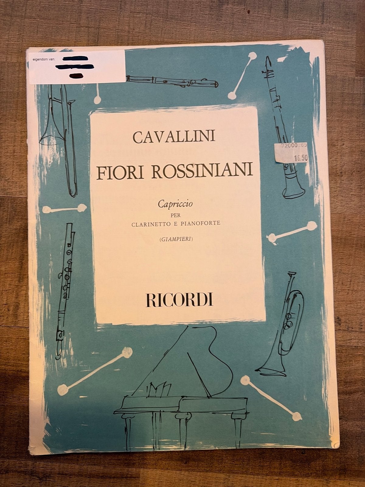 Cavallini - Fiori Rossiniani - Klarinet en Pianoforte, Gebruikt, Klassiek, Ophalen of Verzenden, Klarinet