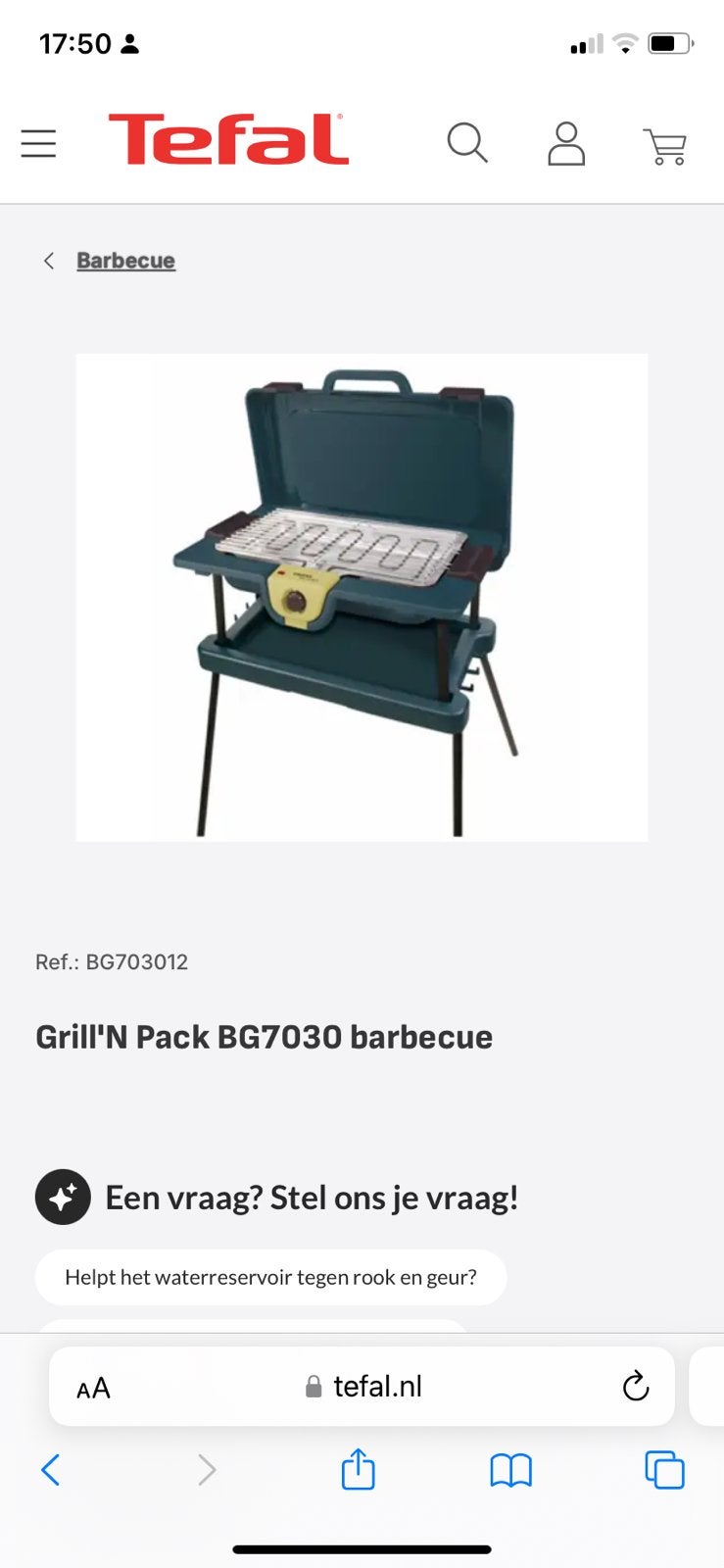 Grill'N Pack Tefal - kofferbarbecue, Ophalen of Verzenden, Zo goed als nieuw