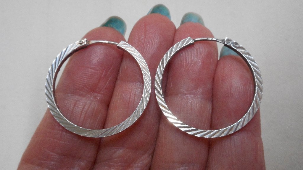Zilveren vintage oorringen nr.1582, Hangers, Verzenden, Zo goed als nieuw, Zilver