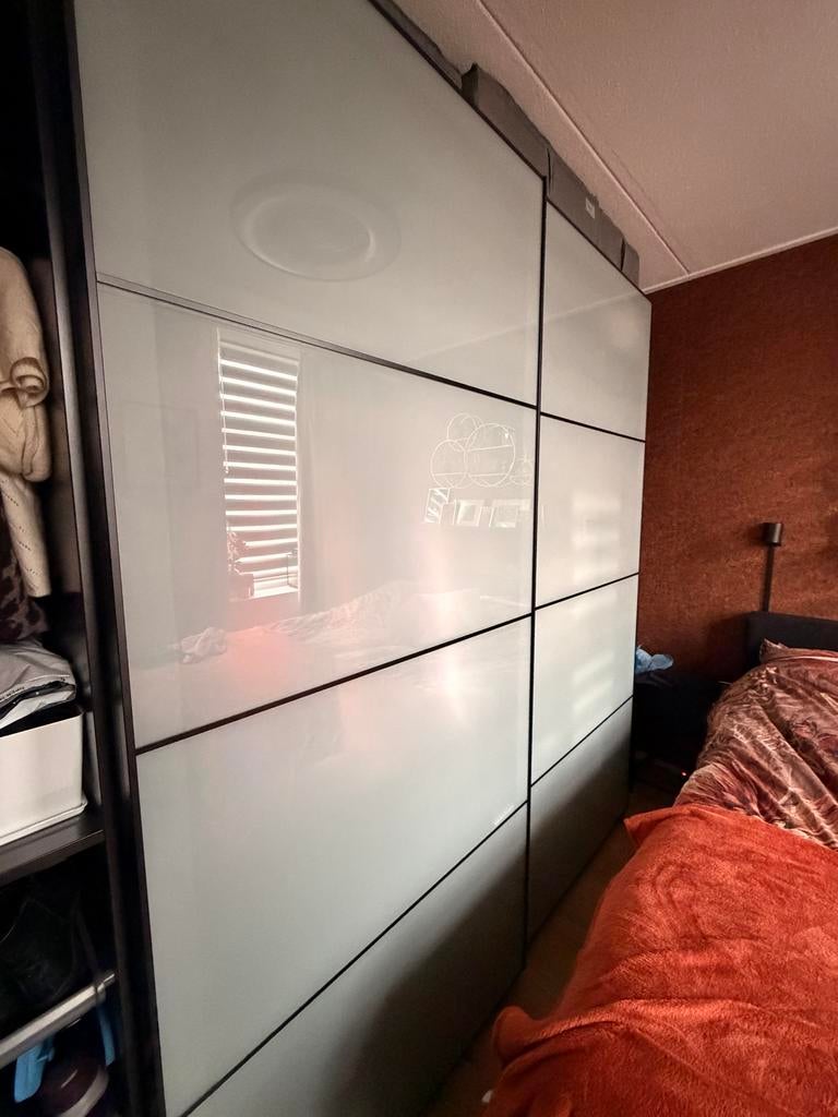PAX melkglas schuifdeuren 2m breed, Huis en Inrichting, Kasten | Kledingkasten, Ophalen, Gebruikt, 200 cm of meer, Glas