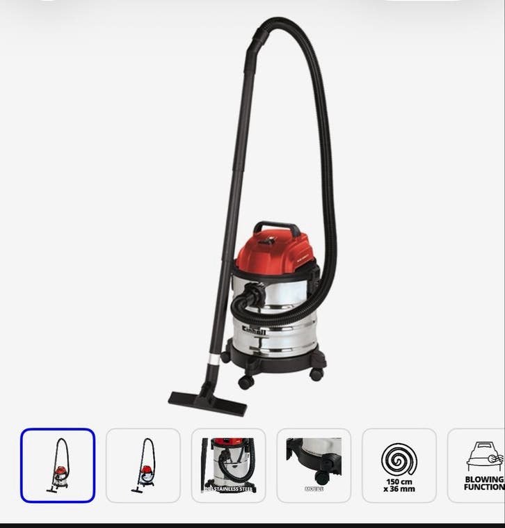 Einhell bouwstofzuiger Nat Droogzuiger 1250W 20L Gebruikt, Ophalen, Gebruikt, Industriële stofzuiger, Reservoir