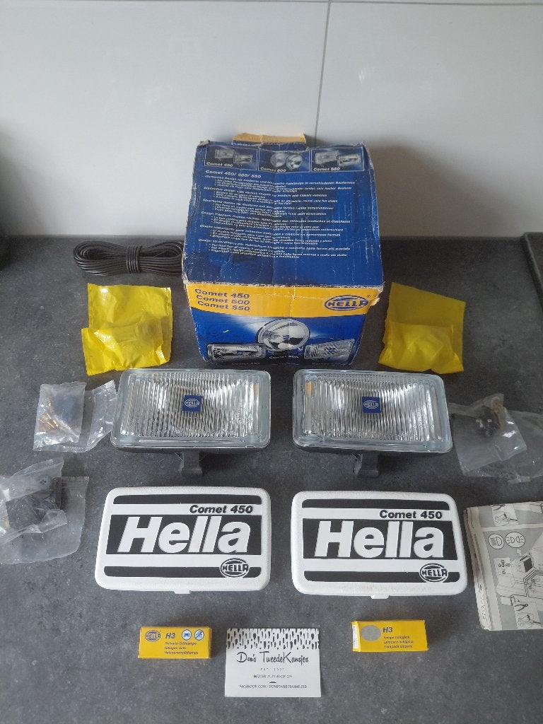 NOS Set Hella Comet 450 Mistlampen + Covers Oldtimer, Verzenden, Nieuw, Overige merken, Verlichting