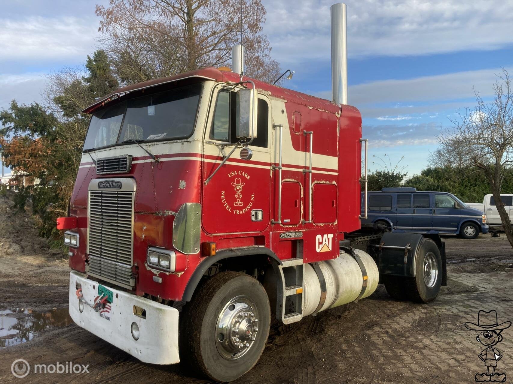 Freightliner Fla COE frontsteer jake brake! caterpillar 3406, Auto's, Overige merken, Achterwielaandrijving, Bedrijf, Te koop