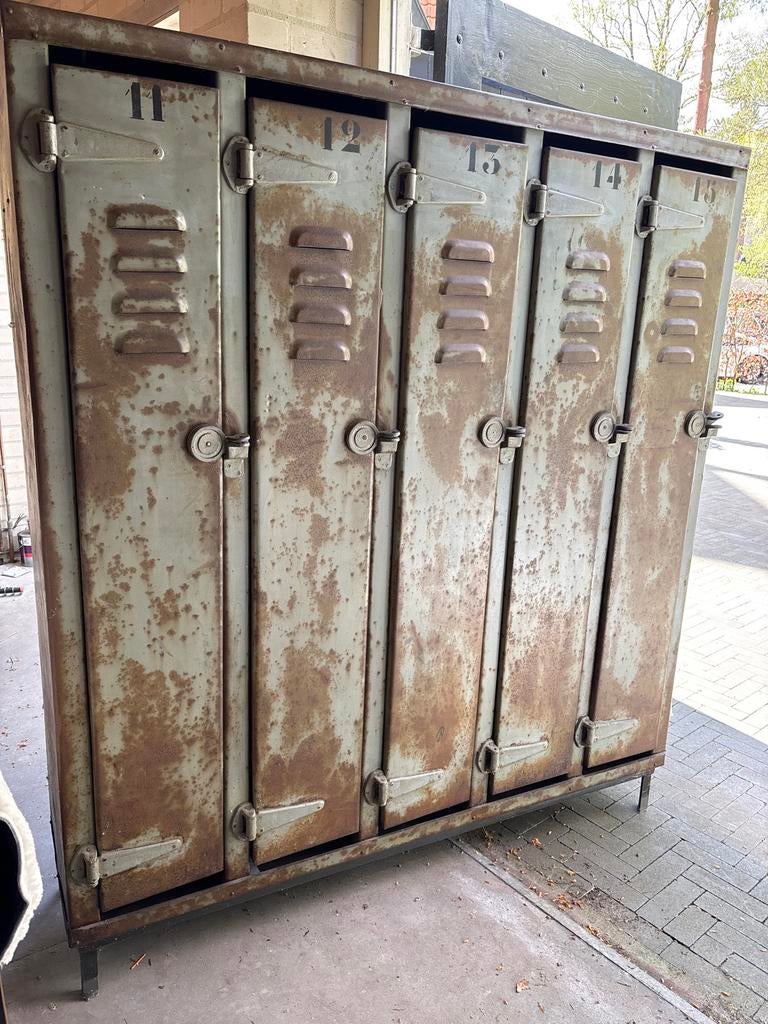 Vintage stalen locker 5-persoonsKast - 175x150x40- Look, Huis en Inrichting, Kasten | Lockerkasten, Ophalen, Zo goed als nieuw