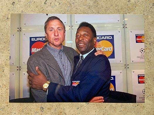 Org kleurenfoto 20x30 cm Johan Cruijff met Pele 28-10-1999, Verzenden, Nieuw, Ajax, Poster, Plaatje of Sticker