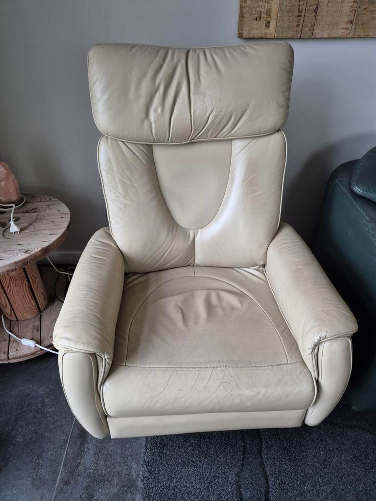 Elektrische relax stoel/fauteuil, Ophalen, Gebruikt, 50 tot 75 cm, Leer