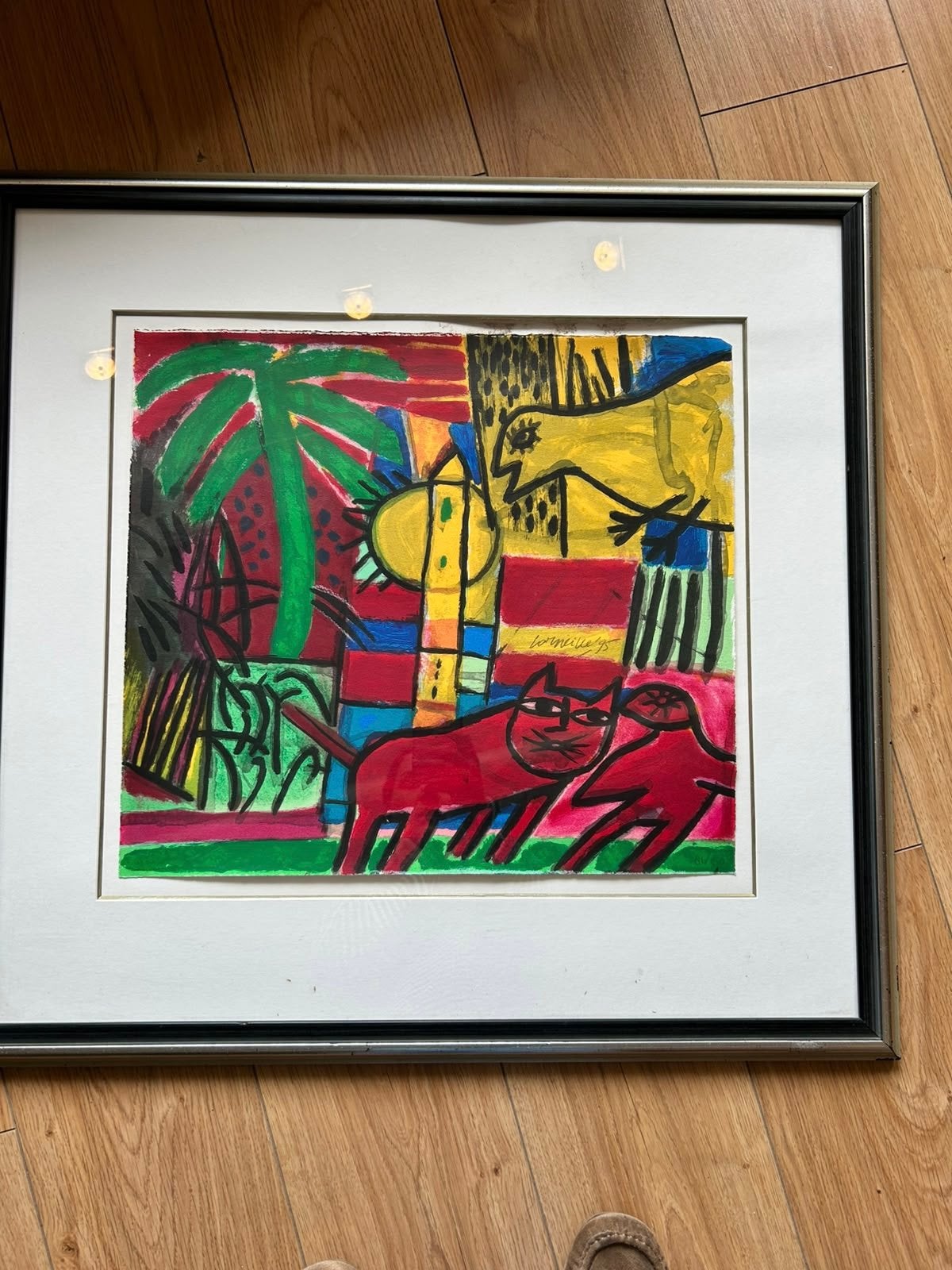 Corneille “Le Chat Rouge” 1995 zeefdruk 86/150, Antiek en Kunst, Ophalen