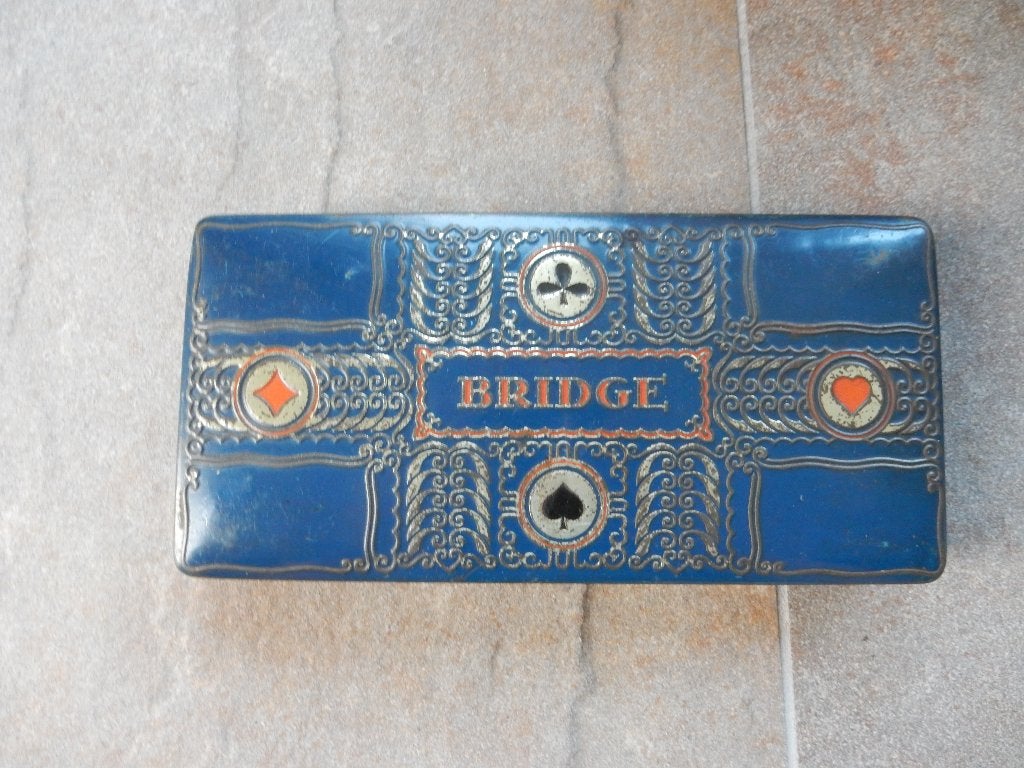 Vintage Bridge spel blik - Oud en decoratief, Hobby en Vrije tijd, Gezelschapsspellen | Kaartspellen, Vijf spelers of meer, Ophalen of Verzenden