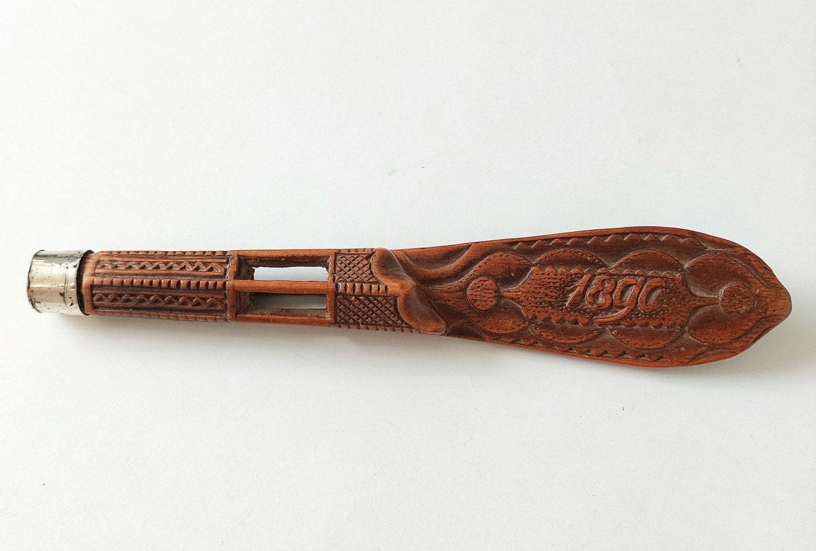 Antieke 1890 Houten Breischede Breipenhouder Volkskunst, Ophalen of Verzenden