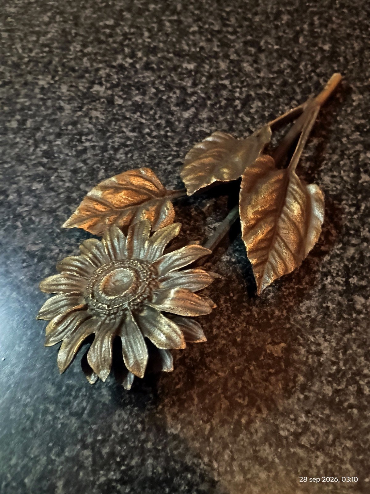 Massief Bronzen Zonnebloemtak(786 gram)Prachtige Kwaliteit, Antiek en Kunst, Ophalen of Verzenden, Brons
