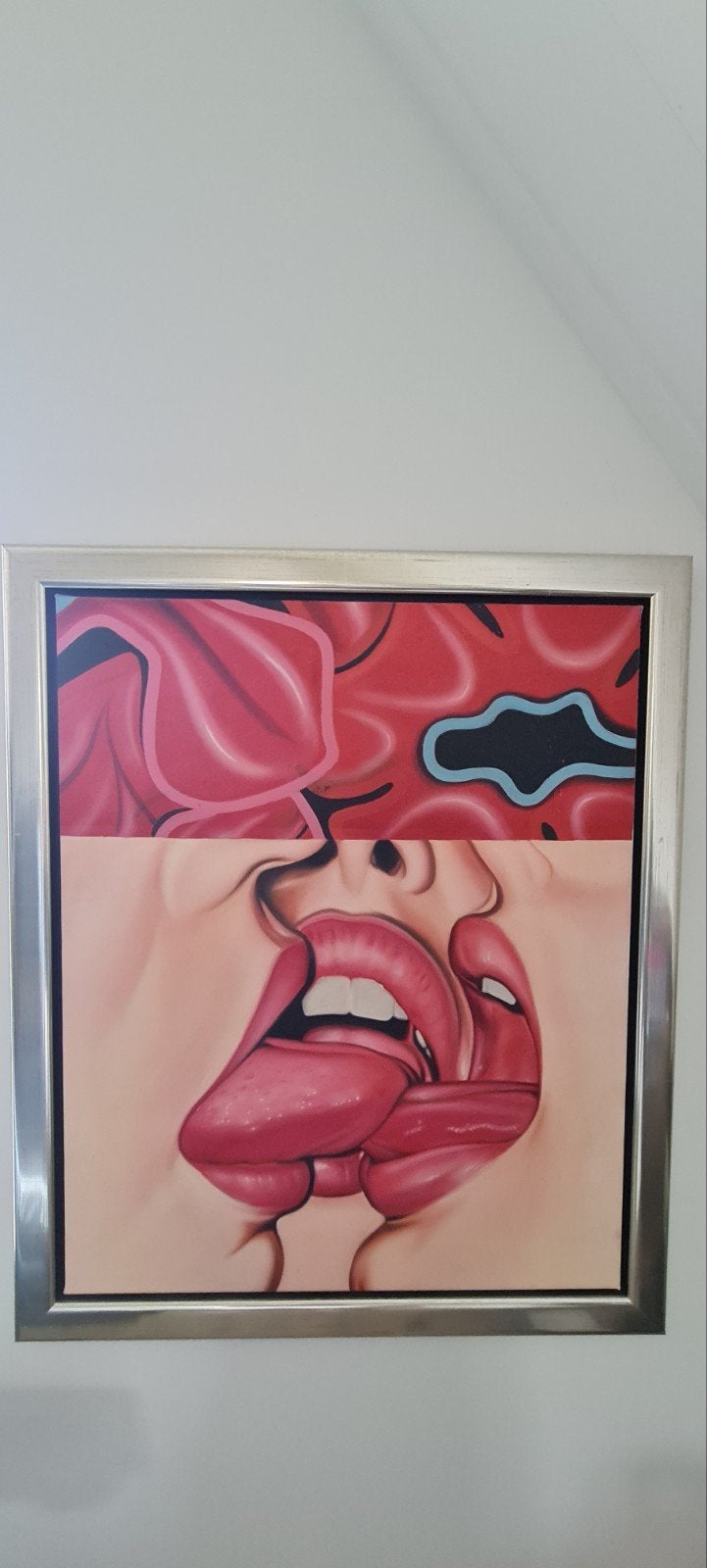 Modern schilderij: Passievolle lippen en abstracte vormen, Ophalen