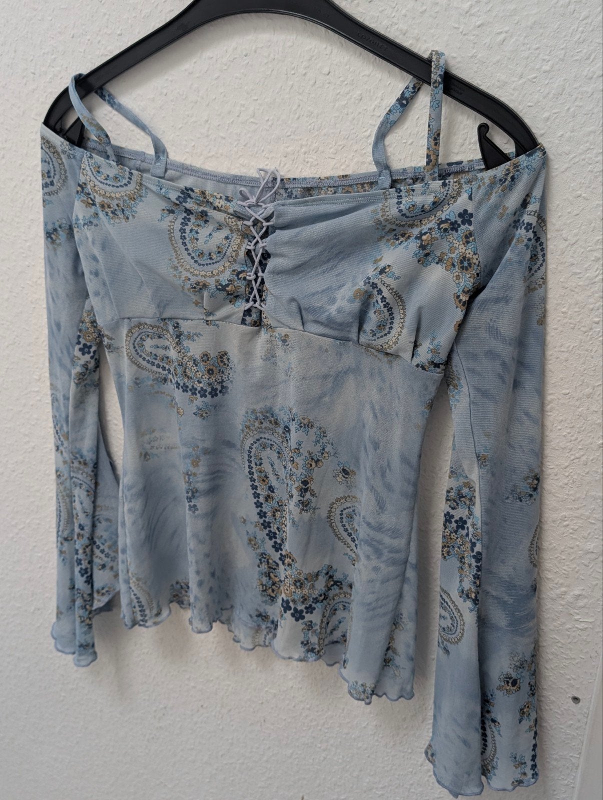 Off-shoulder top met lange mouwen, maat M, Maat 38/40 (M), Blauw, Ophalen of Verzenden, Zo goed als nieuw
