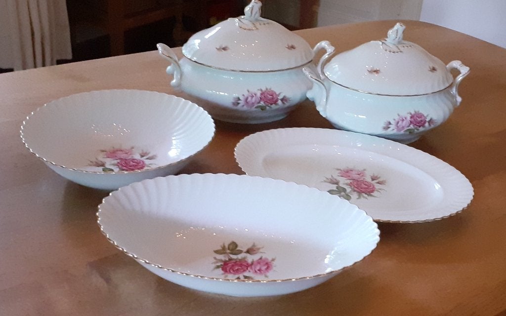 Vintage porseleinen servies Moosrose, Ophalen