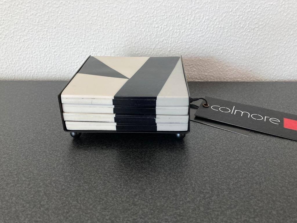 Diga Colmore Luxe onderzetters zwart/wit/grijs (4st) Nieuw!, Huis en Inrichting, Hout, Met houder, Glasonderzetter, Nieuw