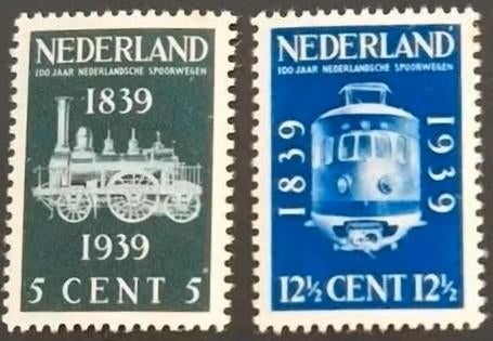 Nederland 1939 - NVPH 325-326 -100 jaar Spoorwegen Nederland, Postzegels en Munten, Verzenden, T/m 1940, Postfris