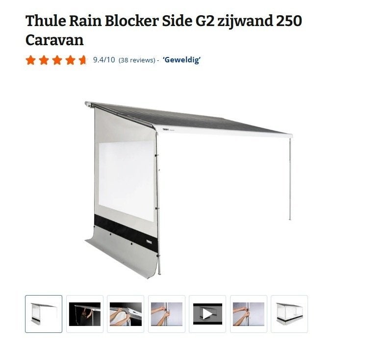 2 THULE zijwanden 250 Caravan-uitvoering in Thule opbergtas., Ophalen, Gebruikt