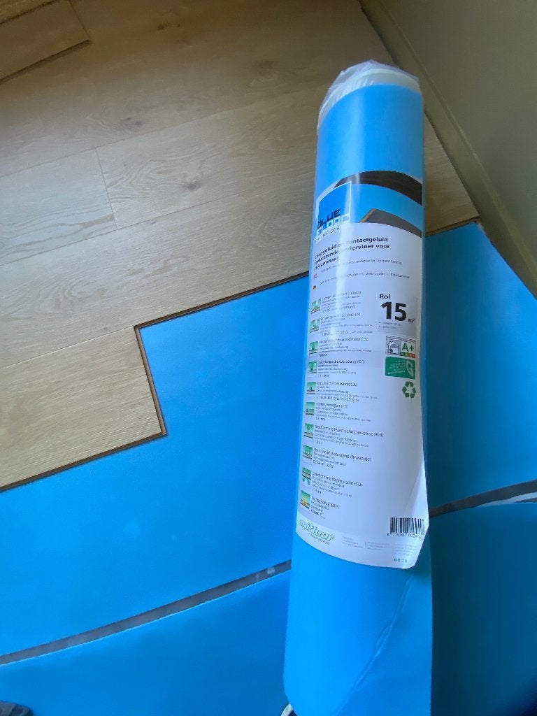 Ondervloer Bluefloor 2mm 10dB rol 15m2, Doe-het-zelf en Verbouw, Ophalen of Verzenden, Nieuw, 15 m² of meer, Folie