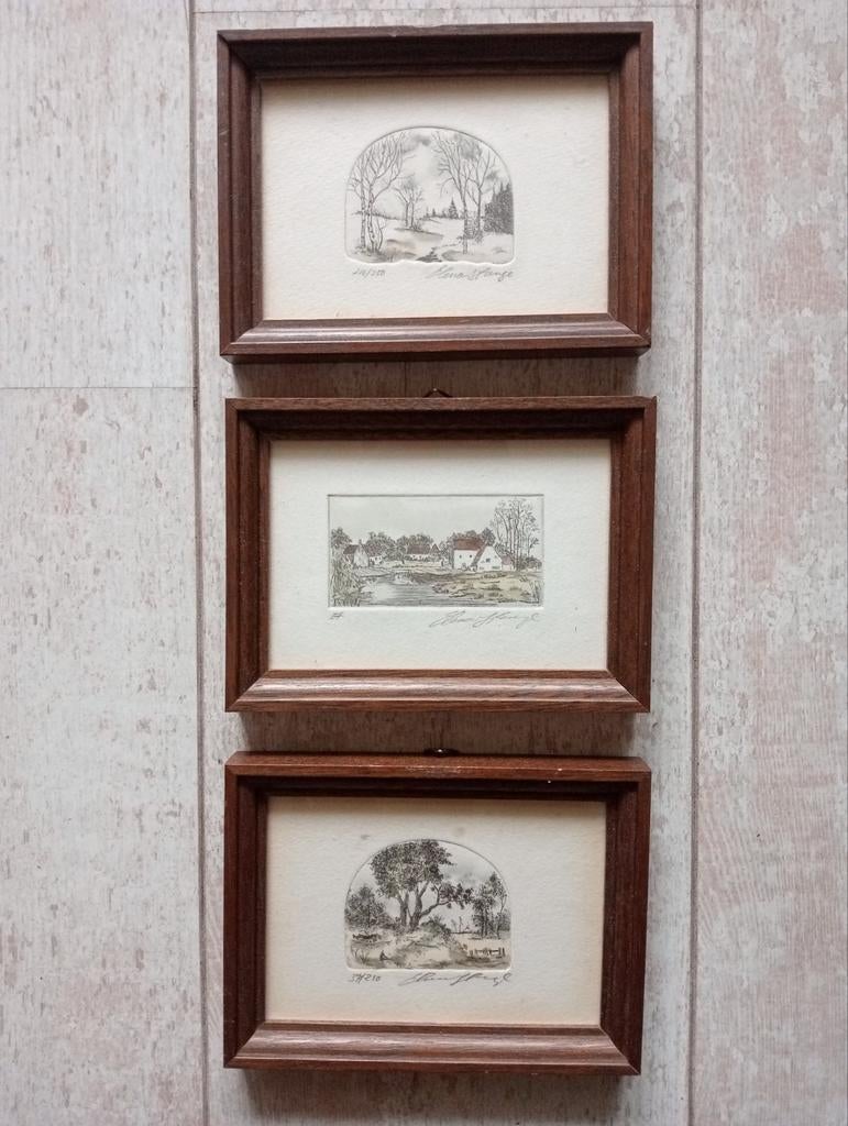 3 fine art pen/potlood tekeningetjes genummerde oplage,s, Ophalen of Verzenden