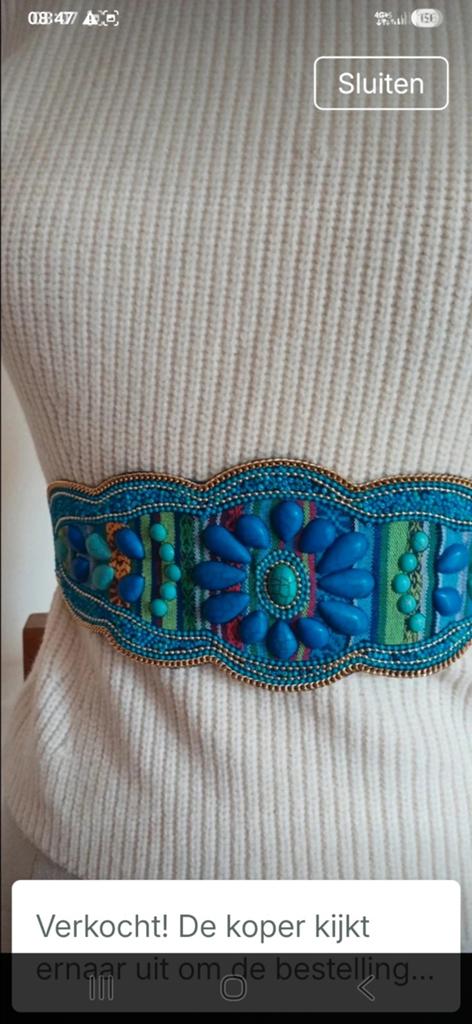 Nieuwe brede elastische Ibiza riem met steentjes, sluit met, Kleding | Dames, Riemen en Ceinturen, 5 cm of meer, Nieuw, Tailleriem