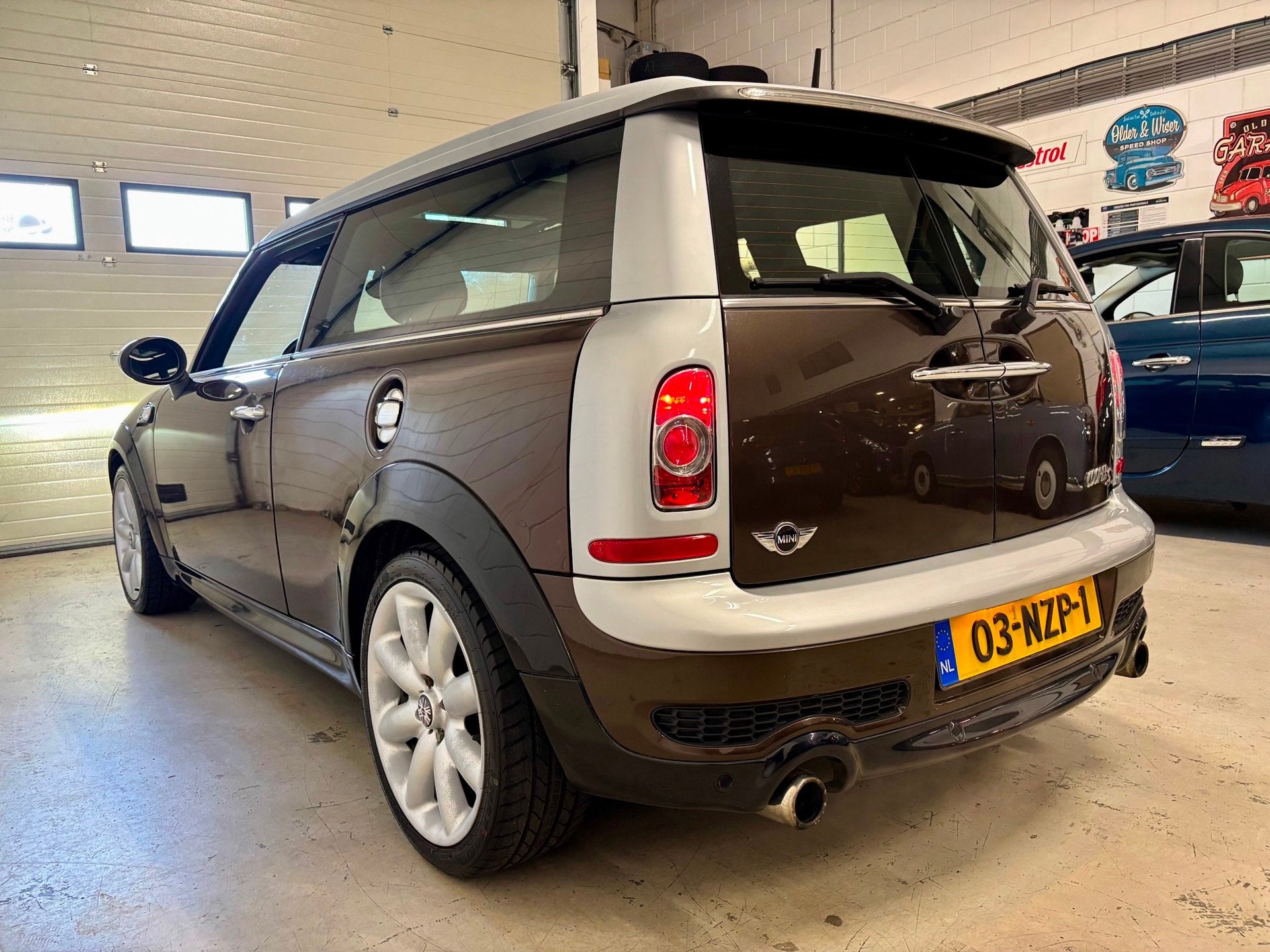 Mini Clubman 1.6 Cooper S Bj.07|Clima|leer|Panodak|Automaat, Gebruikt, 4 cilinders, Bruin, 4 stoelen