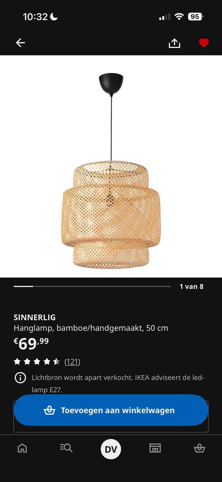 Sinnerlig lamp, Huis en Inrichting, Ophalen, Zo goed als nieuw, Minder dan 50 cm