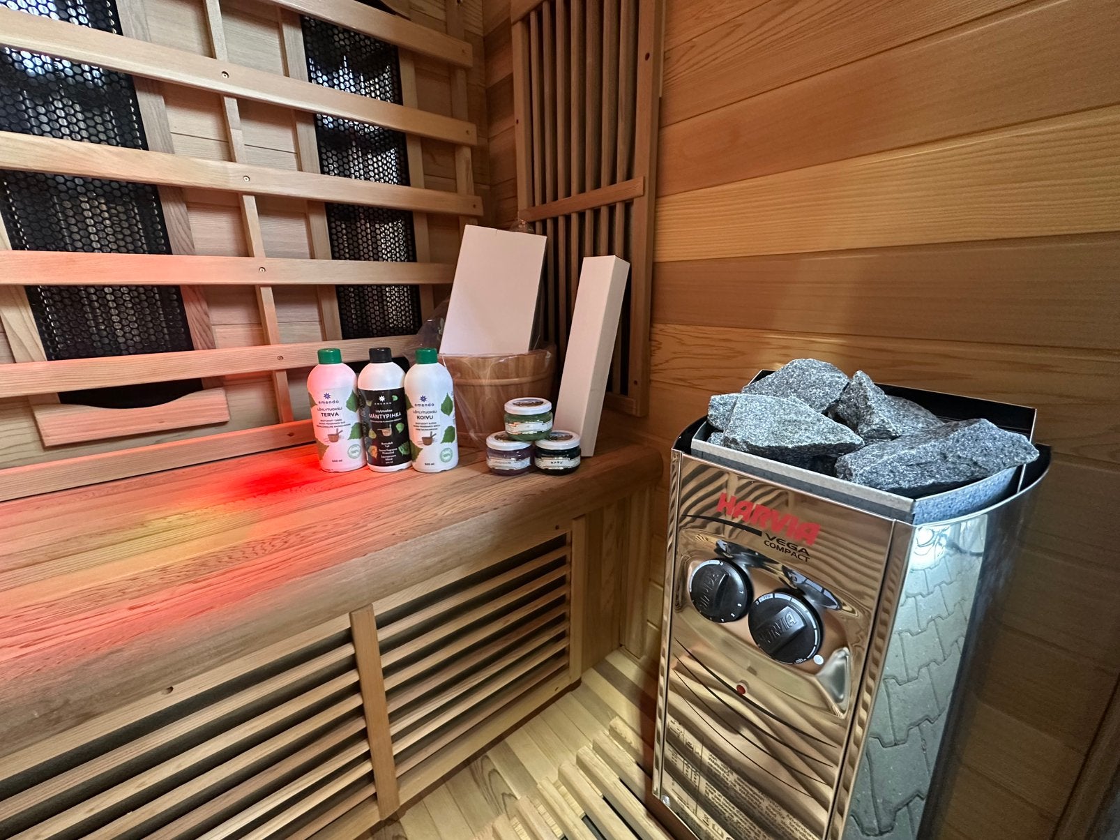 Showmodel Combi Sauna | Infrarood + 3,5kW Harvia 230V| OP=OP, Sport en Fitness, Info@inner-stillness.nl, Verzenden, Fins of Traditioneel
