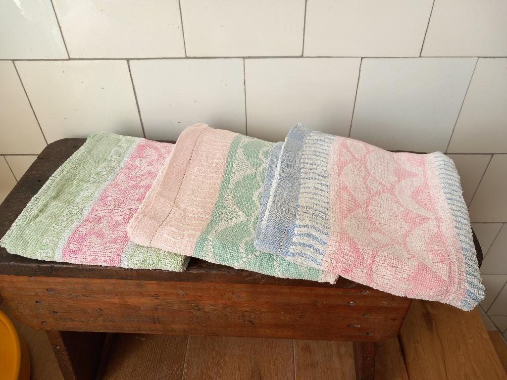 vintage handdoeken in pasteltinten, origineel jaren 50, 50s, Ophalen of Verzenden