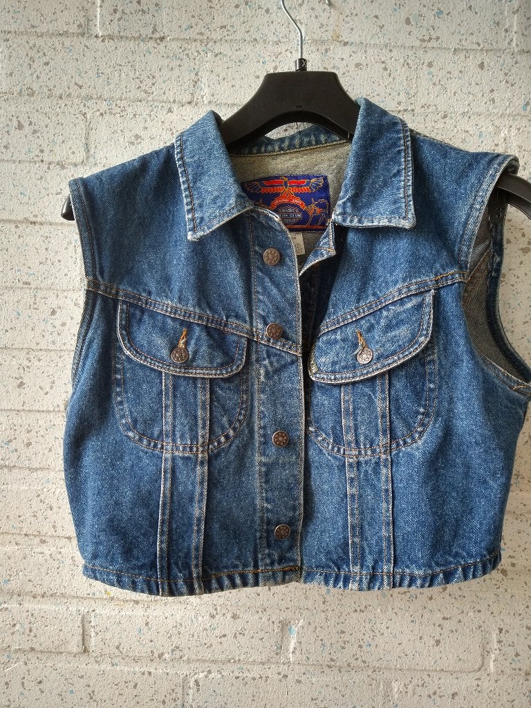 Gilet van spijkerstof, L, Ophalen of Verzenden, Zo goed als nieuw, Blauw