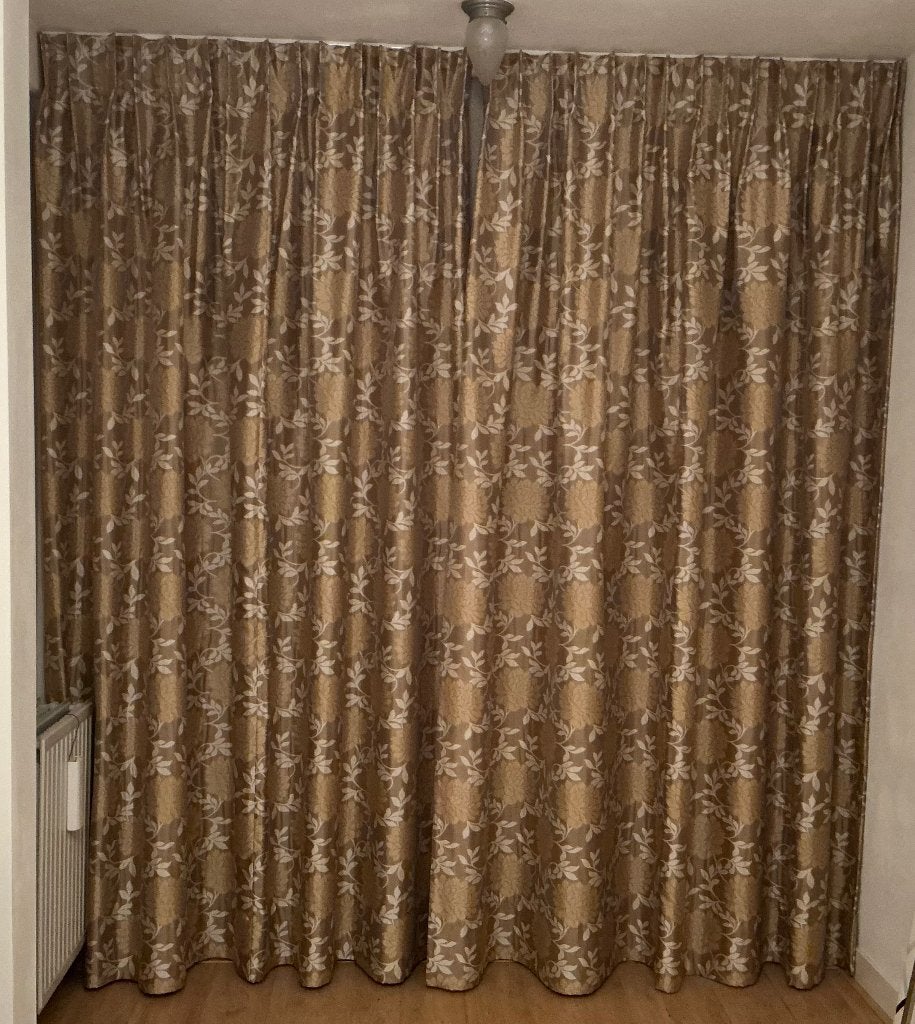 Overgordijnen bruin / beige / goud, Huis en Inrichting, Overgordijn, 280 cm, Beige, Ophalen of Verzenden