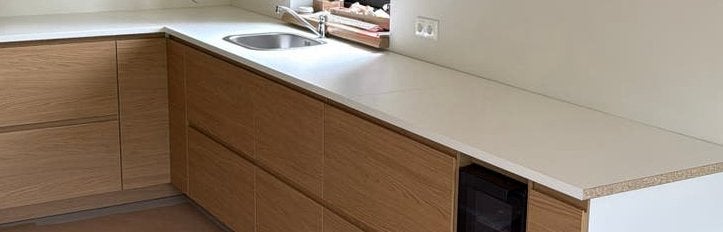 IKEA aanrechtblad incl spoelbak,kraan en sifon, Huis en Inrichting, Ophalen, Overige materialen, Wit, Hoekkeuken