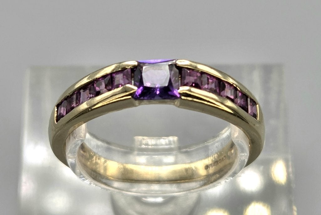 Gouden Vintage ring met amethist en toermalijn. 2026/646