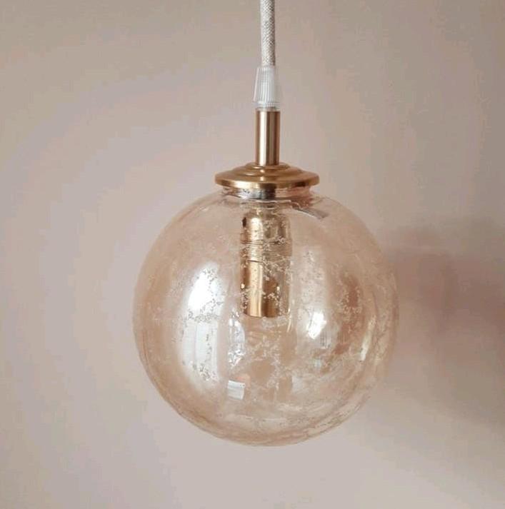 Vintage bollamp | Amberkleur | Bubble lamp | Vintage lamp, Ophalen of Verzenden