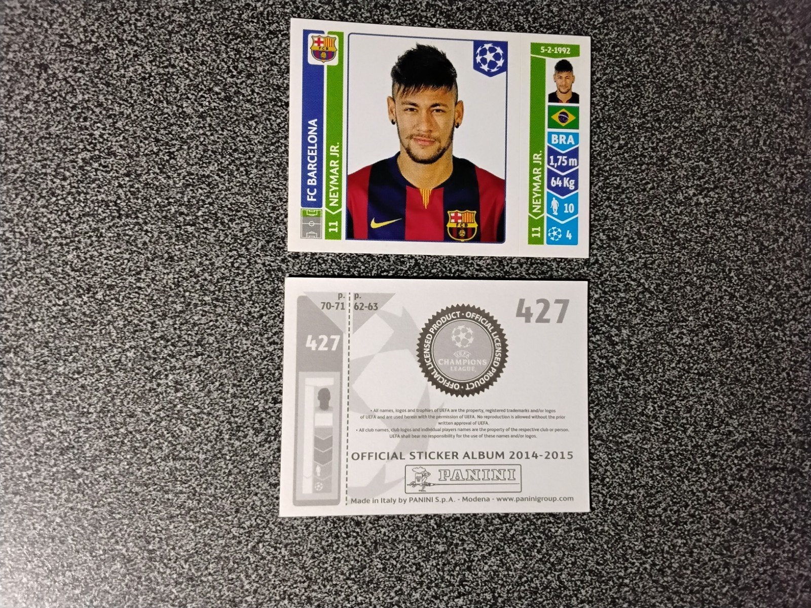 Panini Sticker Neymar Champions League 2014/2015, Ophalen of Verzenden, Zo goed als nieuw