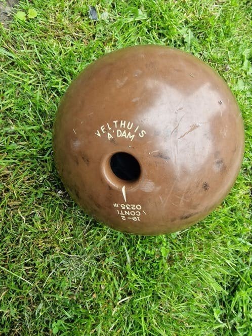 Vintage Kegelbal Veldhuis A'dam Conti 0235 met 1 gat, Ophalen of Verzenden, Gebruikt