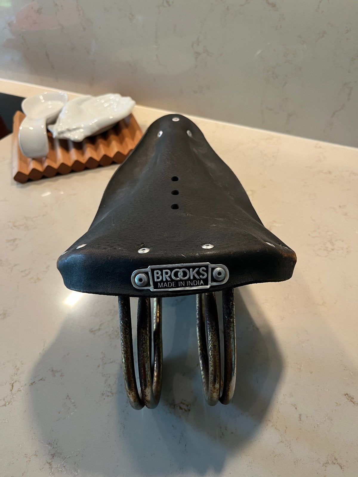 Brooks lederen fietszadel met vering, Gebruikt, Leer, Ophalen of Verzenden, Zadel