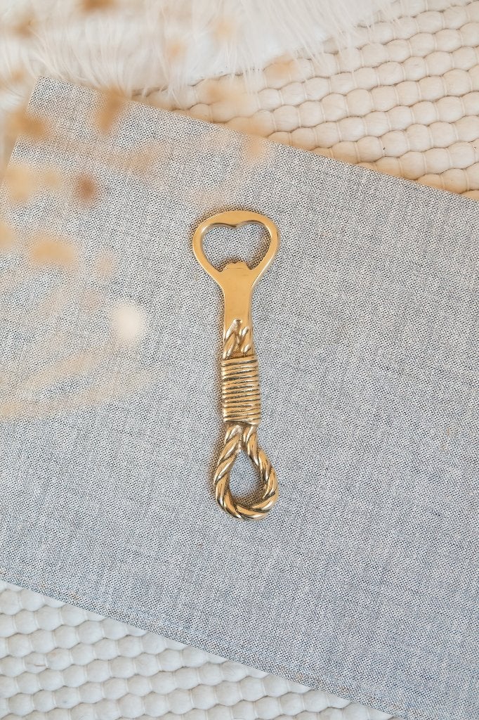 Vintage messing flesopener bieropener touwknoop, Overige typen, Goud, Ophalen of Verzenden, Zo goed als nieuw