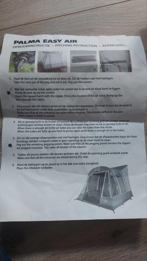 Obelink Palma Easy Air opblaasbare tent met vast grondzeil., Caravans en Kamperen, Tenten, Ophalen of Verzenden