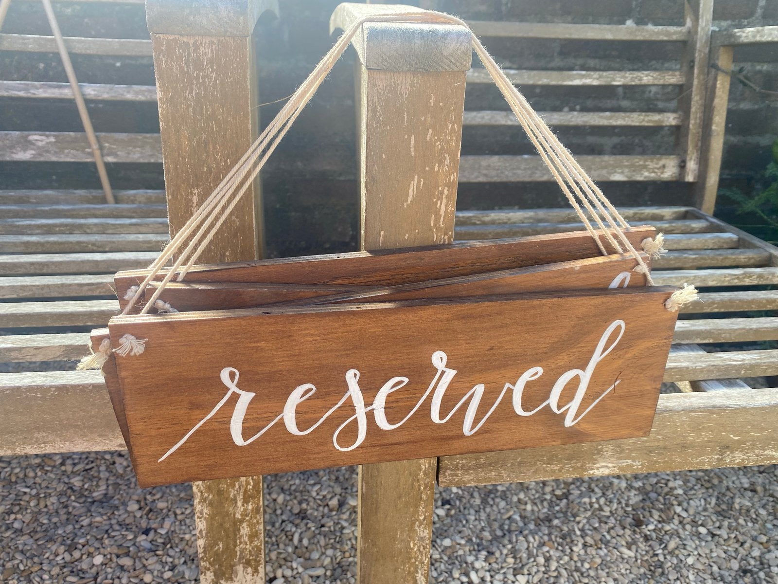 4x Houten 'Reserved' en 'Mr & Mrs' bordjes voor bruiloft, Hout, Ophalen of Verzenden, Bruin, Landelijk