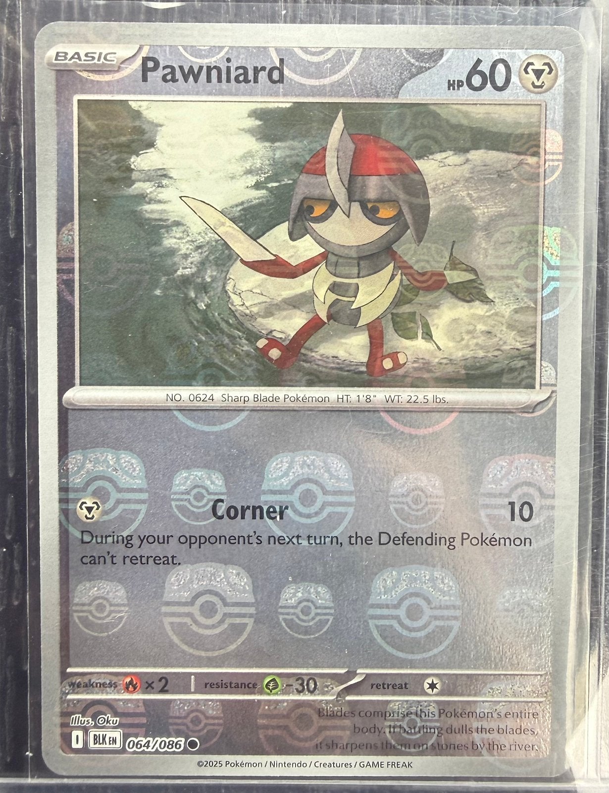 Pokemon Pawniard 064/086 MB Master Ball Black Bolt, Ophalen of Verzenden, Zo goed als nieuw