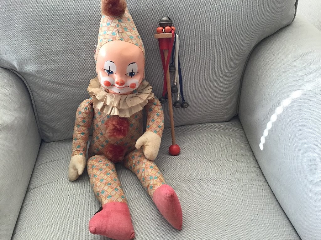 Oude clown, Antiek en Kunst, Curiosa en Brocante, Verzenden