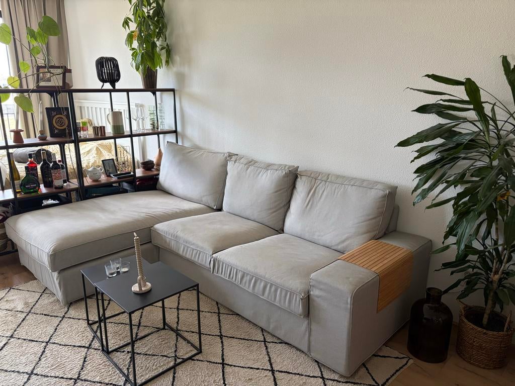 Hoekbank L-vorm met chaise longue - Lichtgrijs - IKEA Kivik, Huis en Inrichting, Banken | Sofa's en Chaises Longues, Ophalen, Zo goed als nieuw
