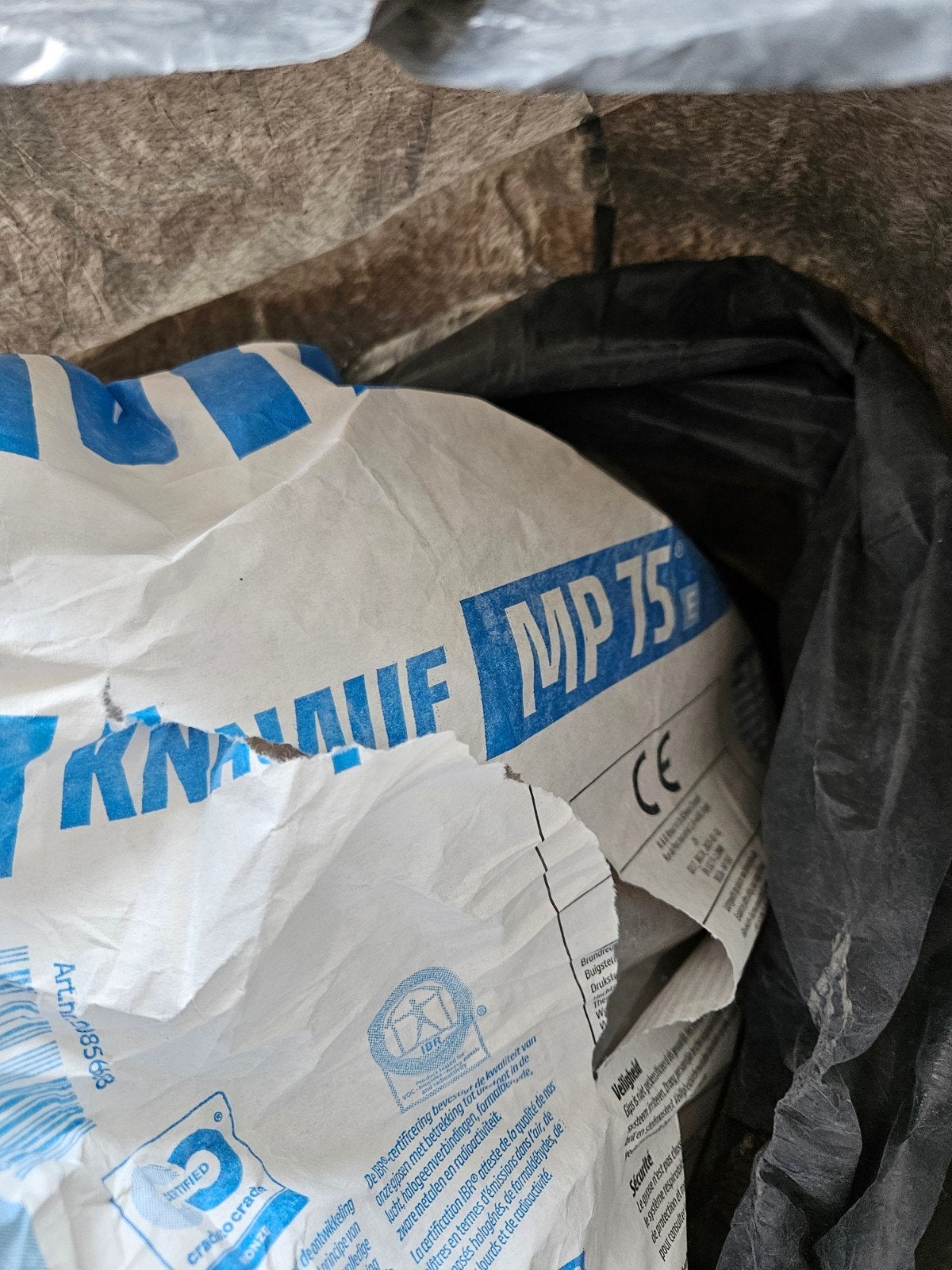 Knauf MP75 pleistergips - minder dan halve zak, Doe-het-zelf en Verbouw, Ophalen, Gebruikt