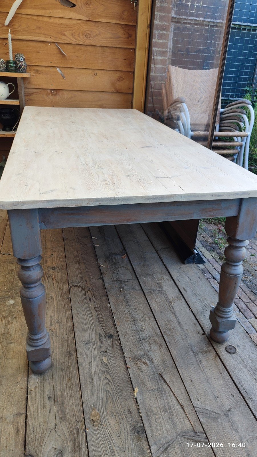 Steigerhouten tafel 200x92 cm, Huis en Inrichting, Tafels | Eettafels, Ophalen, Gebruikt, Landelijk, Robuust, 200 cm of meer